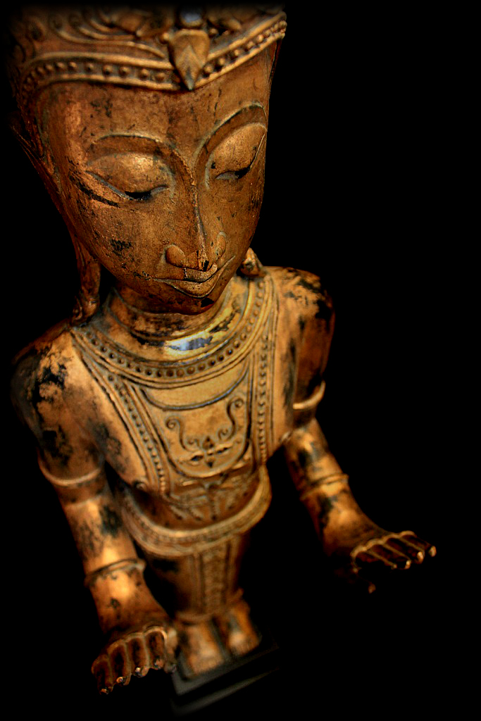 19C Wood Standing Thai Rattanakosin Buddha #BB25